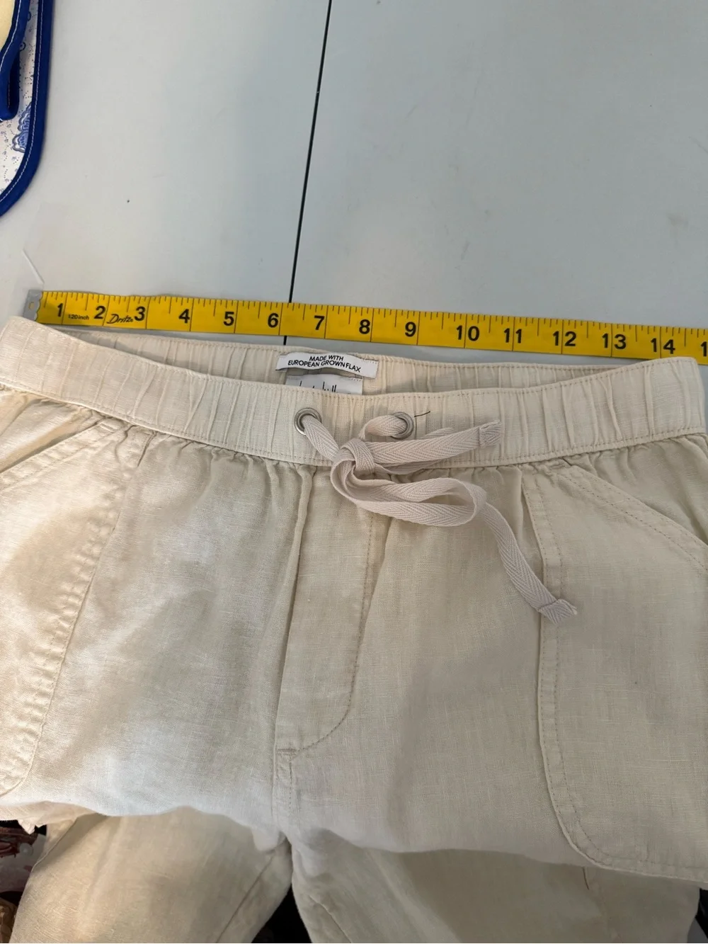 Linen CargoJoggers Women Medium Cream Pull On Draw String Streetwear Gorpcore